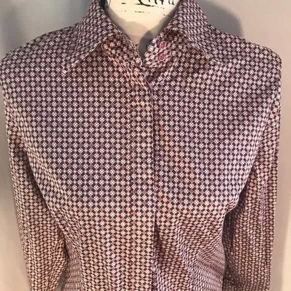 New York & Company Hi-Collar Long Sleeve Button Down Sz M - Picture 4 of 8